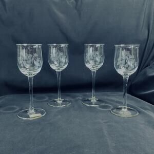 Vintage Toscany Etched Wine Glasses